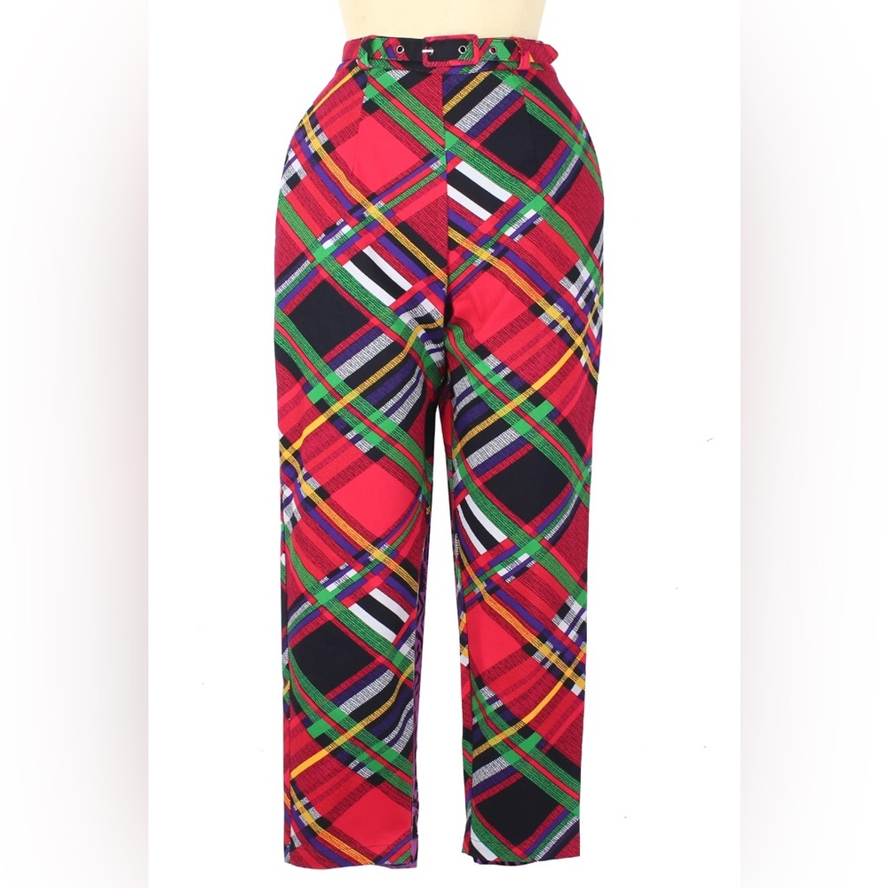 Trashy Diva Red Plaid Cigarette Cropped pants